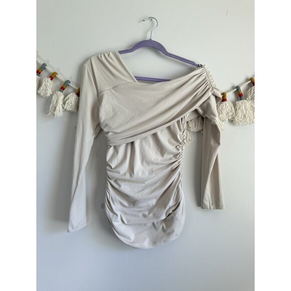 Susana Monaco Revolve Gathered Top Blanched Almond Neutral Basics Timeless NWT S - Picture 1 of 8